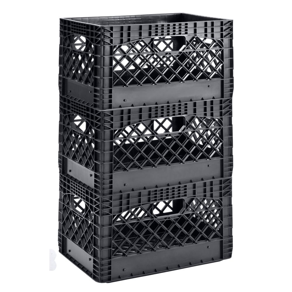 Muscle Rack 19 In W X 11 In H Stackable Plastic Milk Crate Bin In with regard to dimensions 1000 X 1000