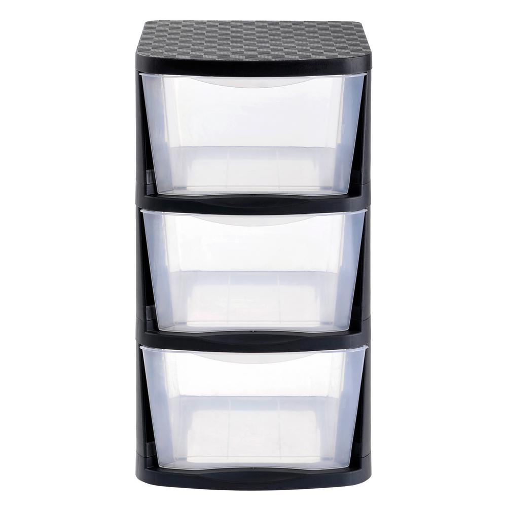 Muscle Rack 3 Drawer Clear Plastic Storage Tower With Black Frame in dimensions 1000 X 1000