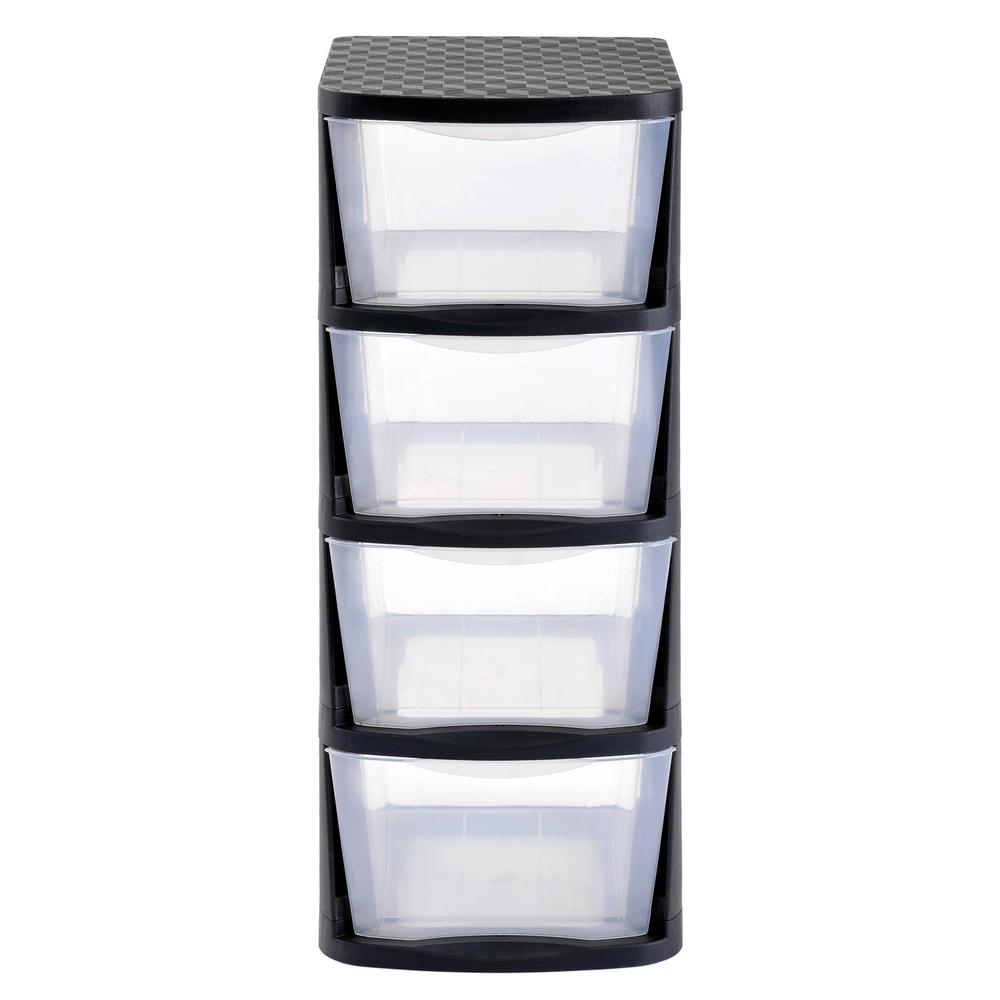 Muscle Rack 4 Drawer Clear Plastic Storage Tower With Black Frame pertaining to size 1000 X 1000