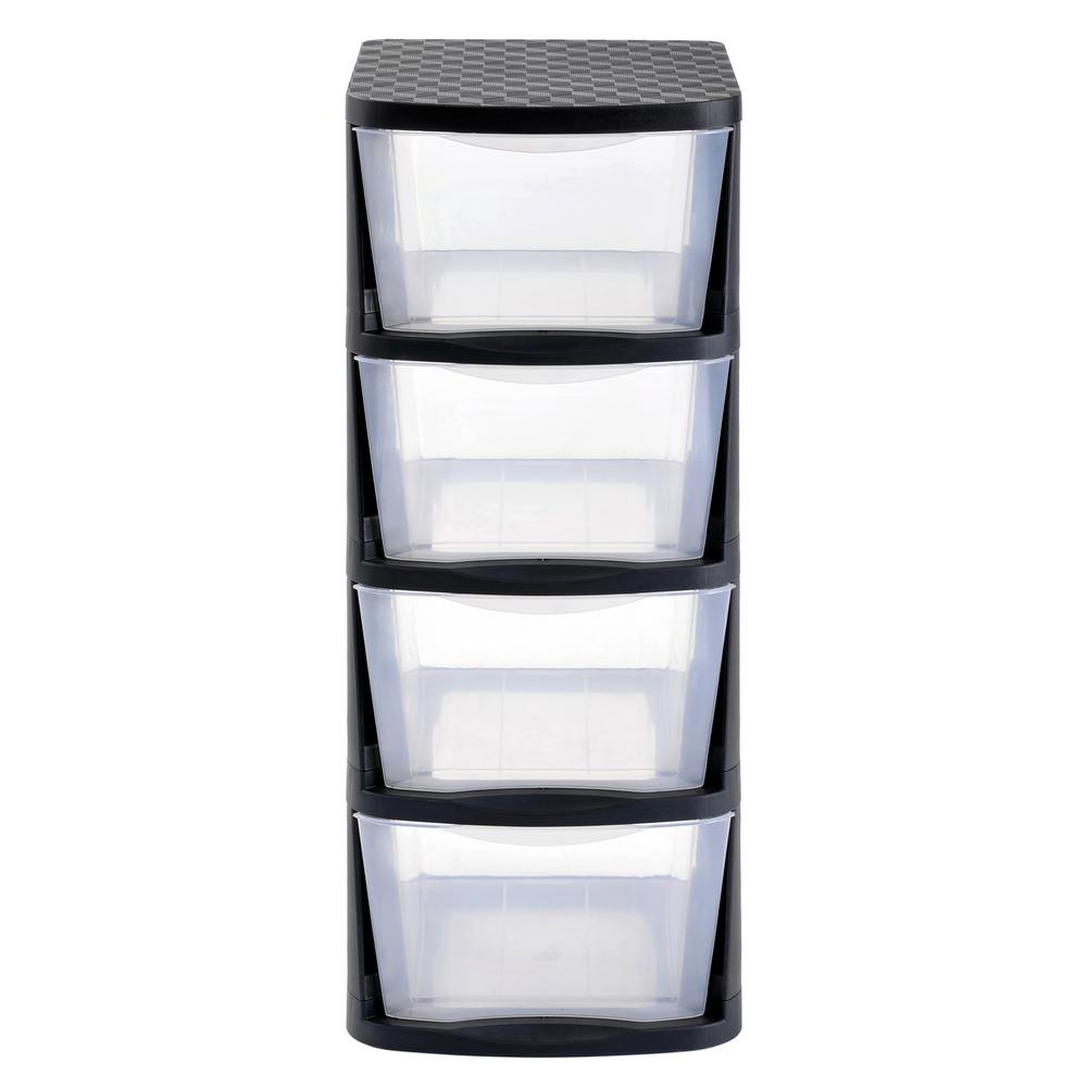 Muscle Rack 4 Drawer Clear Plastic Storage Tower With Black Frame within dimensions 1000 X 1000