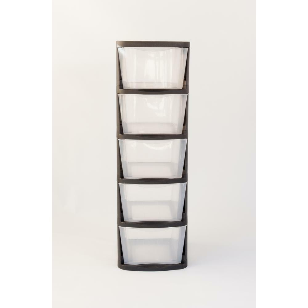 Muscle Rack Clear Plastic Storage Tower 5 Drawers With Black Frame intended for proportions 1000 X 1000