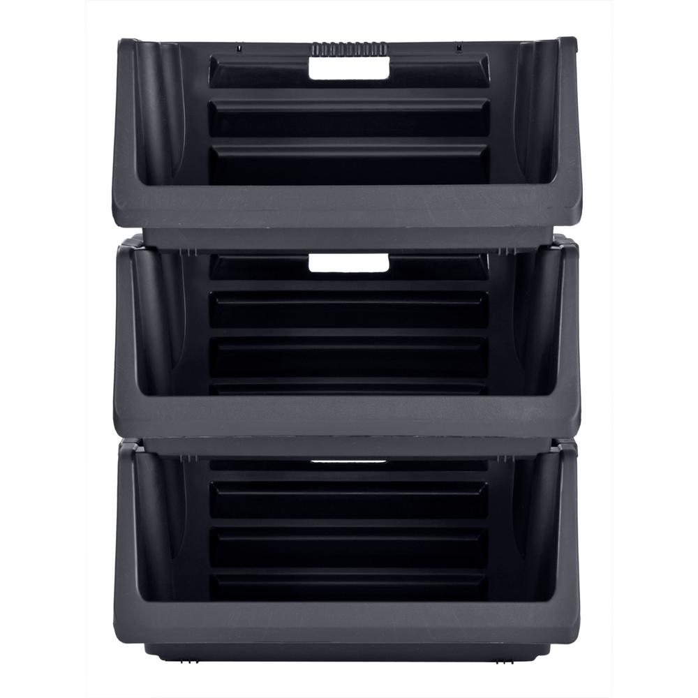 Muscle Rack Stackable Storage Bin In Black 3 Pack Sb311614 3bk pertaining to dimensions 1000 X 1000