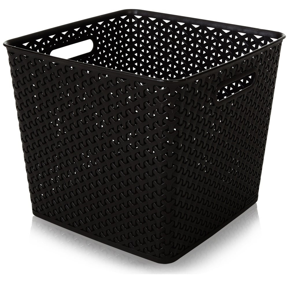 My Style 25 Litre Square Rattan Style Box Dark Brown with sizing 1000 X 1000