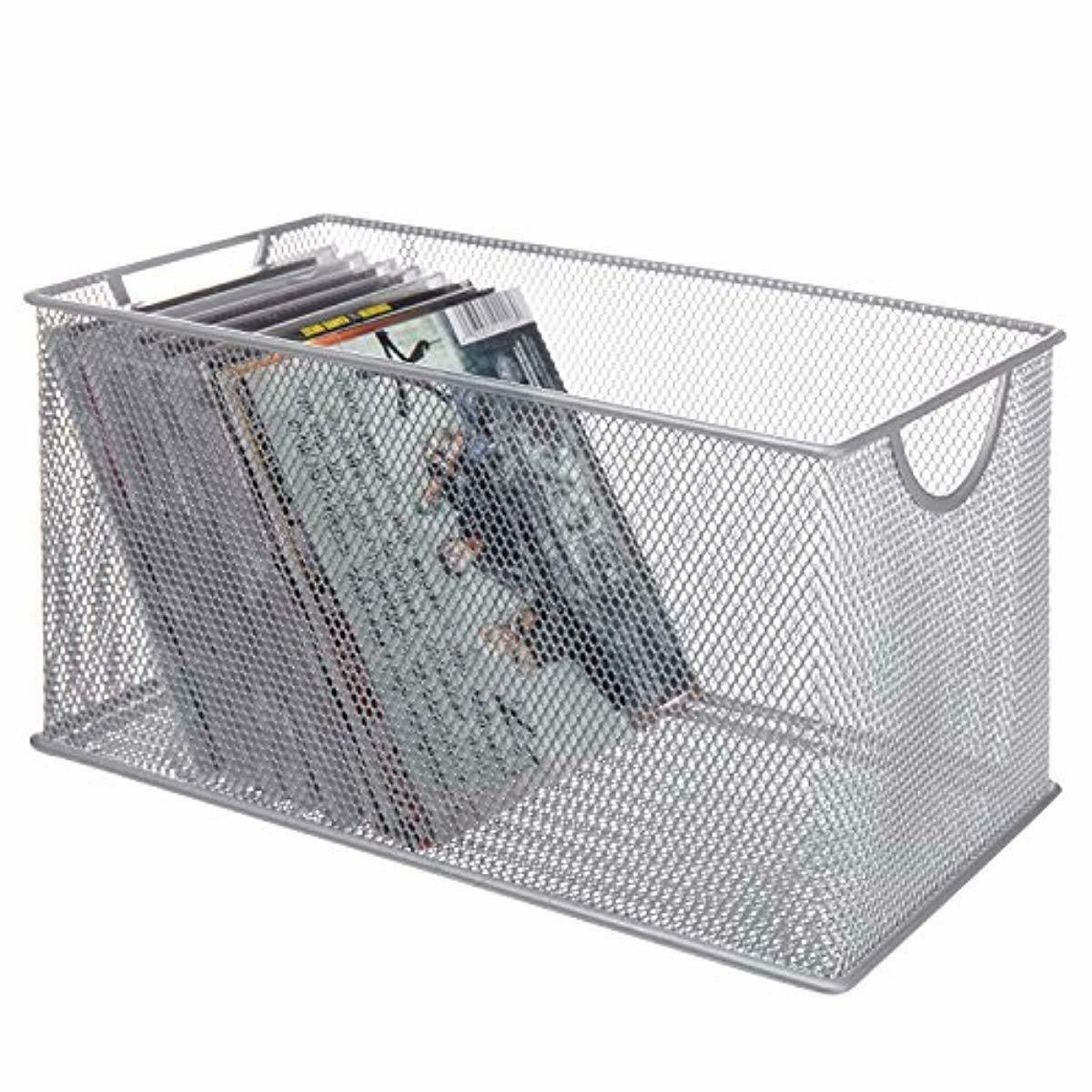 Mygift Silver Mesh Metal Cd Holder Box Organizer Open Storage Bin inside size 1200 X 1200