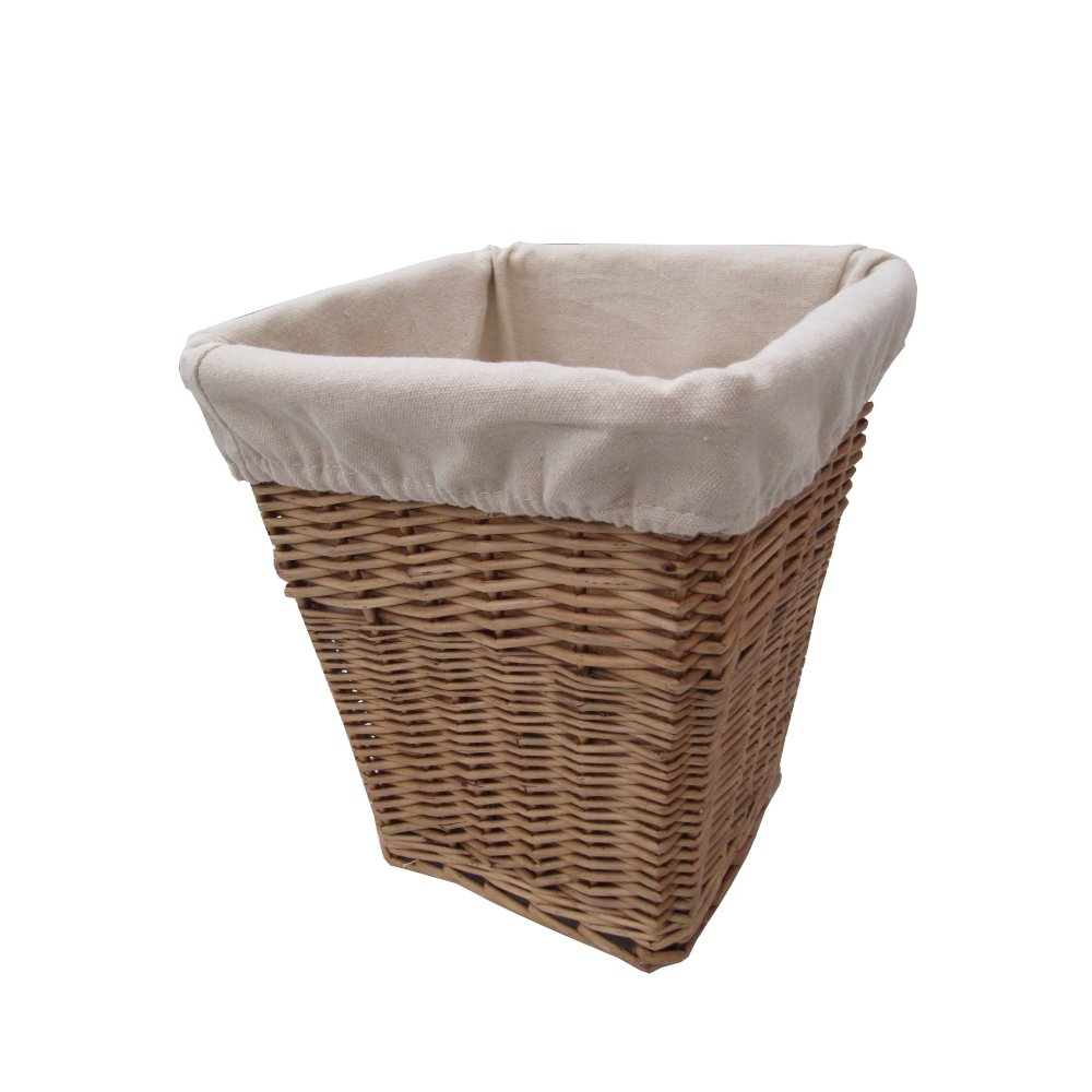 Natural Lined Square Wicker Waste Paper Bin From The Basket Company intended for measurements 1000 X 1000