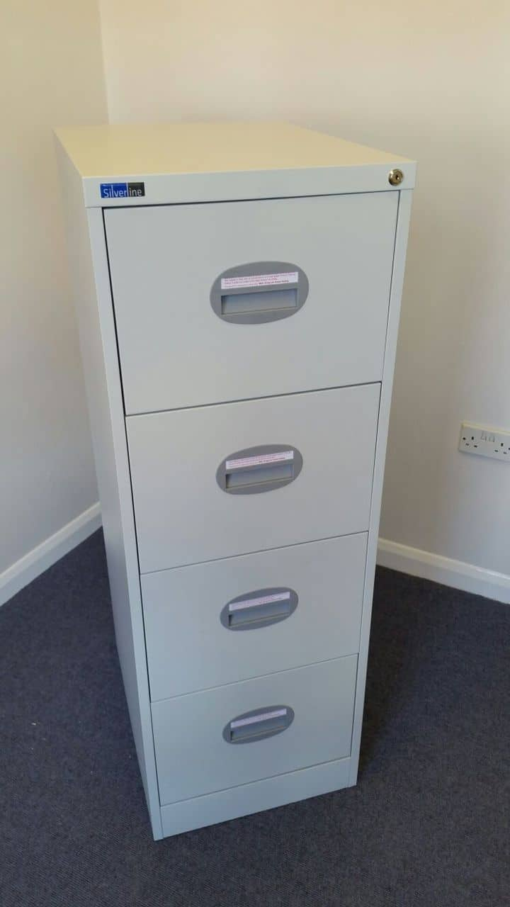 New 4 Drawer Silverline Filing Cabinet Grey inside dimensions 720 X 1280