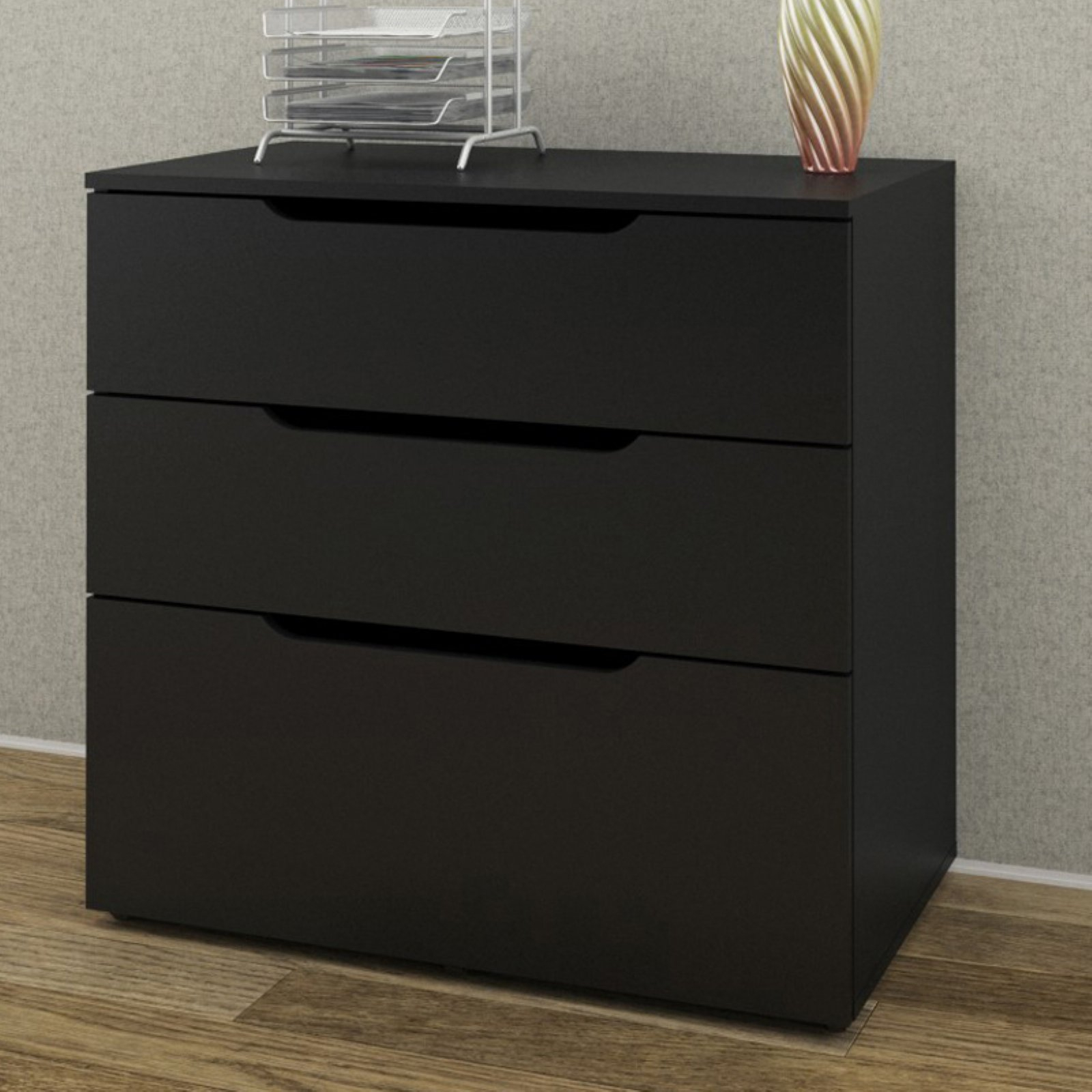 Nexera 3 Drawer Vertical Wood Filing Cabinet Black Walmart for proportions 1600 X 1600