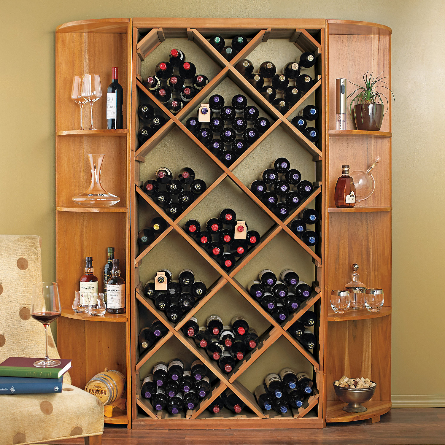 Nfinity Diy Diamond Bin Dual Quarter Round Shelf Wine Rack Set throughout measurements 1500 X 1500