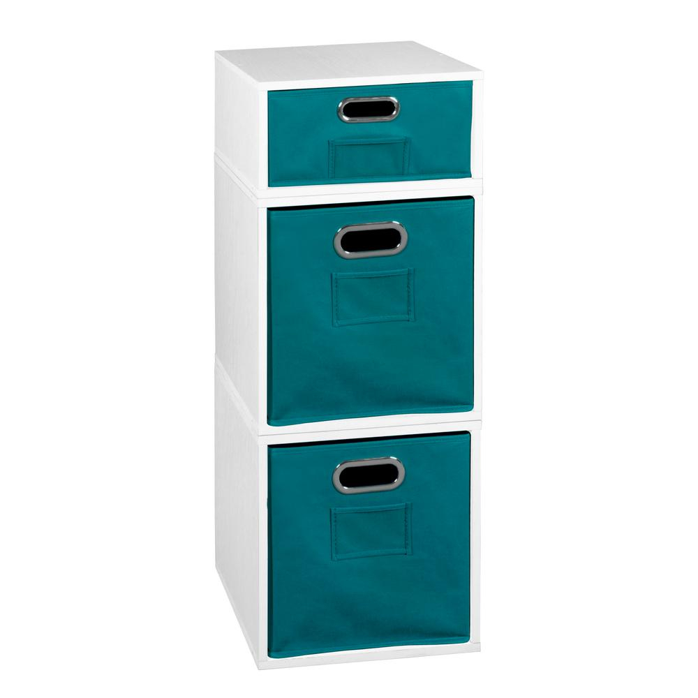 Niche Cubo 13 In X 325 In White 2 Full Cube And 1 Half Cube Organizer With Teal Foldable Storage Bins within size 1000 X 1000