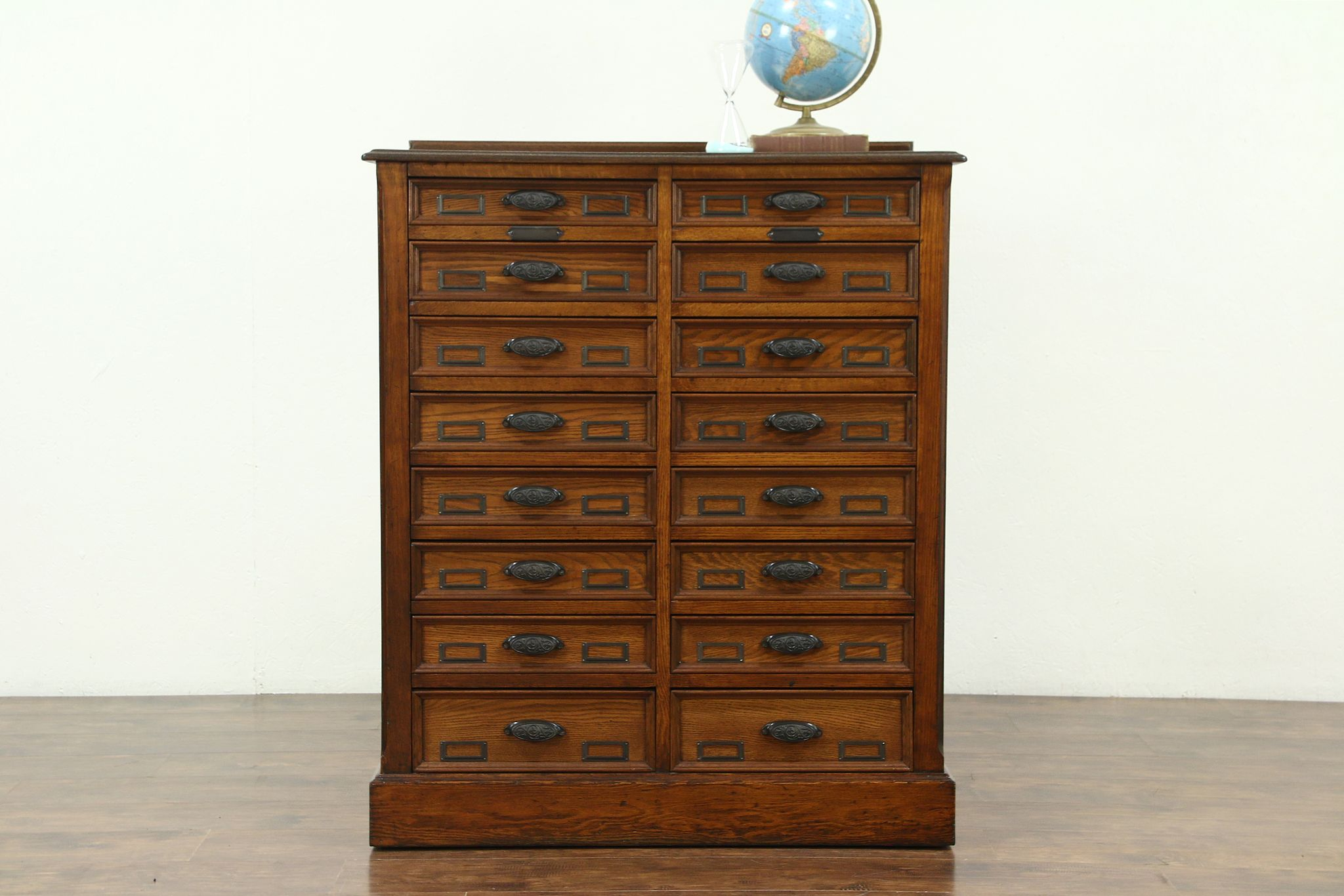 Oak Antique 16 Drawer Office Or Library File Or Collector Cabinet Matthews inside proportions 2700 X 1800