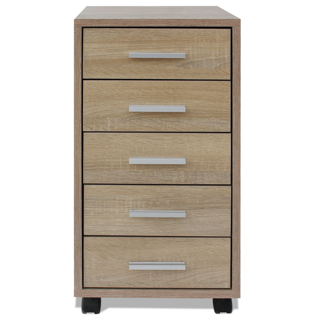 Oak Filing Cabinet Office Storage Drawer Unit Portable Castor 5 in proportions 1024 X 1024
