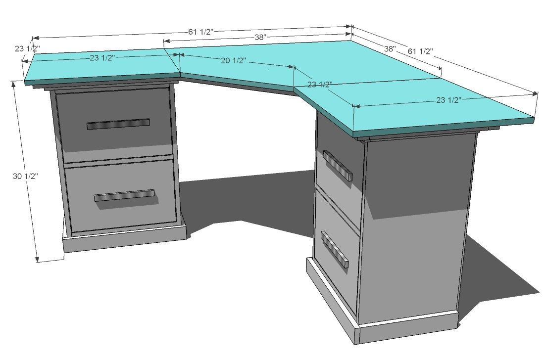 Office Corner Desktop Plans Ana White for size 1101 X 726