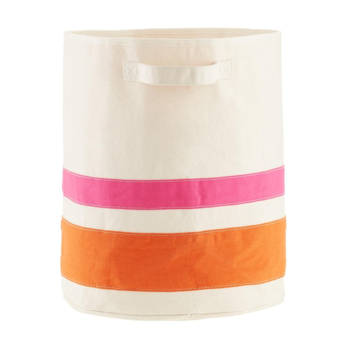 Orange Pink Large Striped Canvas Storage Bin With Handles The for measurements 1200 X 1200