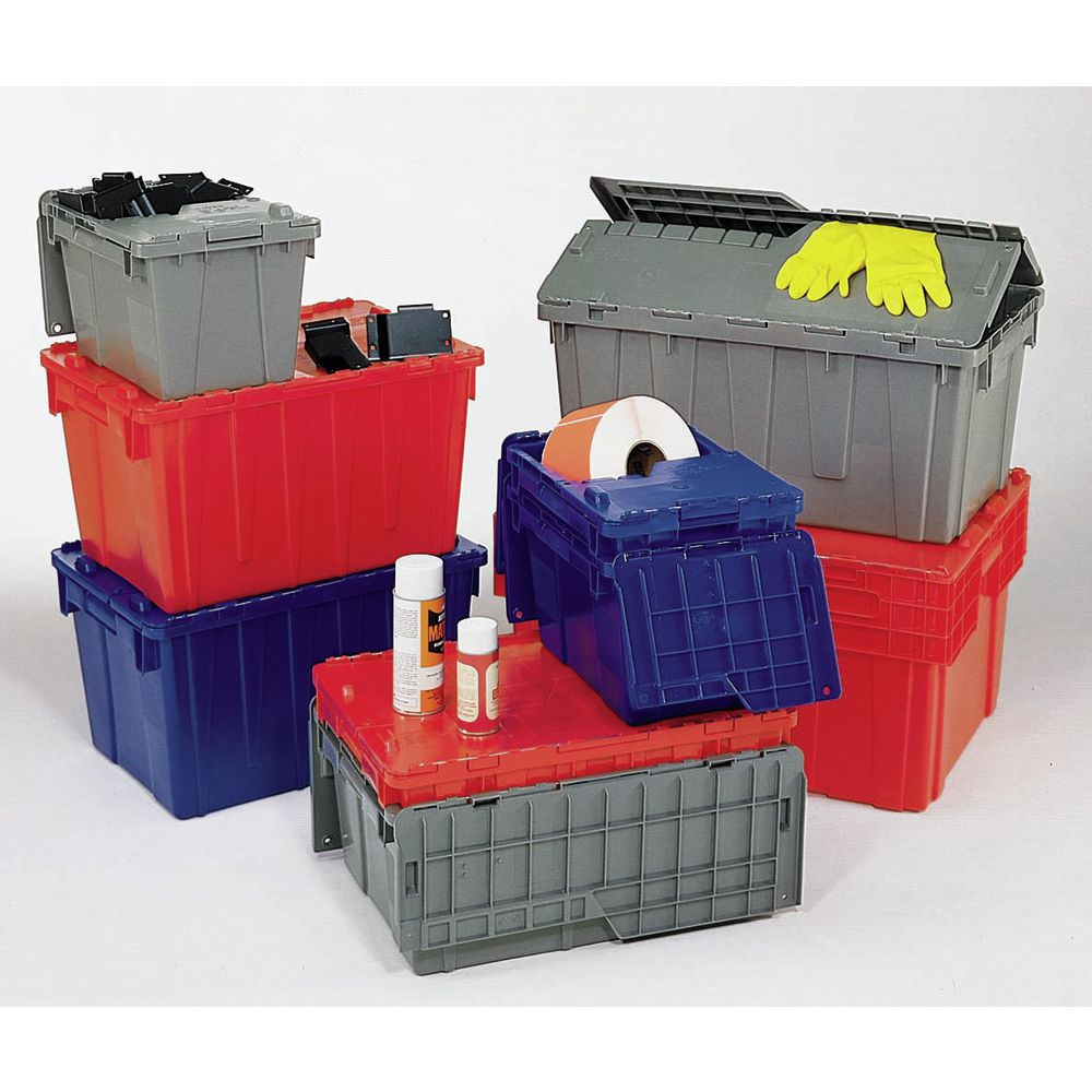 Orbis Red Plastic Flipak Stack N Nest Storage Tote With Lid 22l X pertaining to size 1000 X 1000