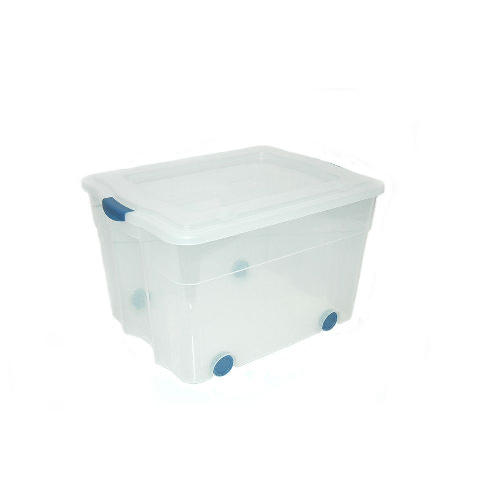 Organize It 84 Qt Latched Storage Tote With Wheels In Clear St21wt throughout proportions 1000 X 1000
