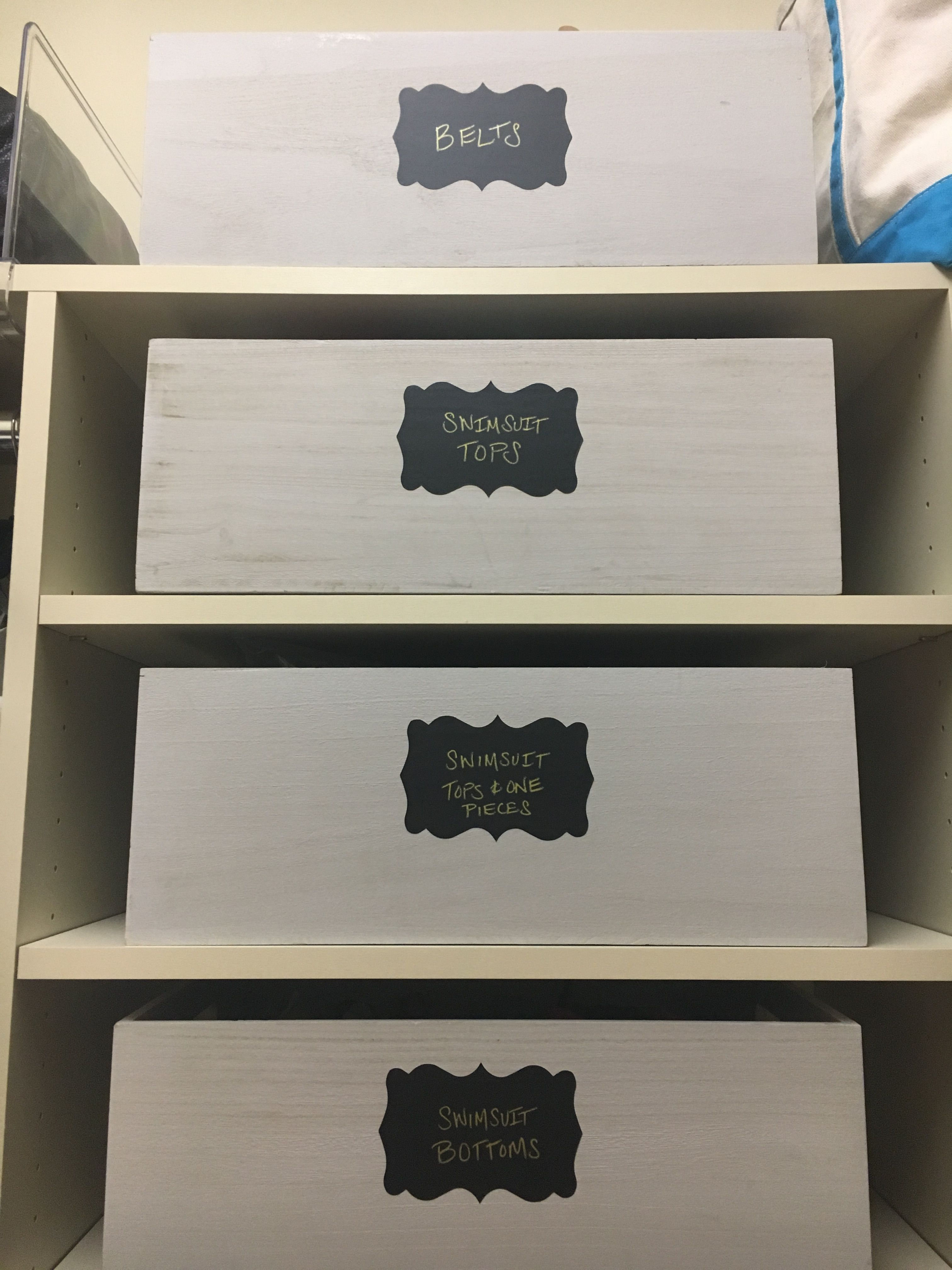Organized Closet Chalkboard Labels Whitewashed Wooden Storage Bins within sizing 3024 X 4032