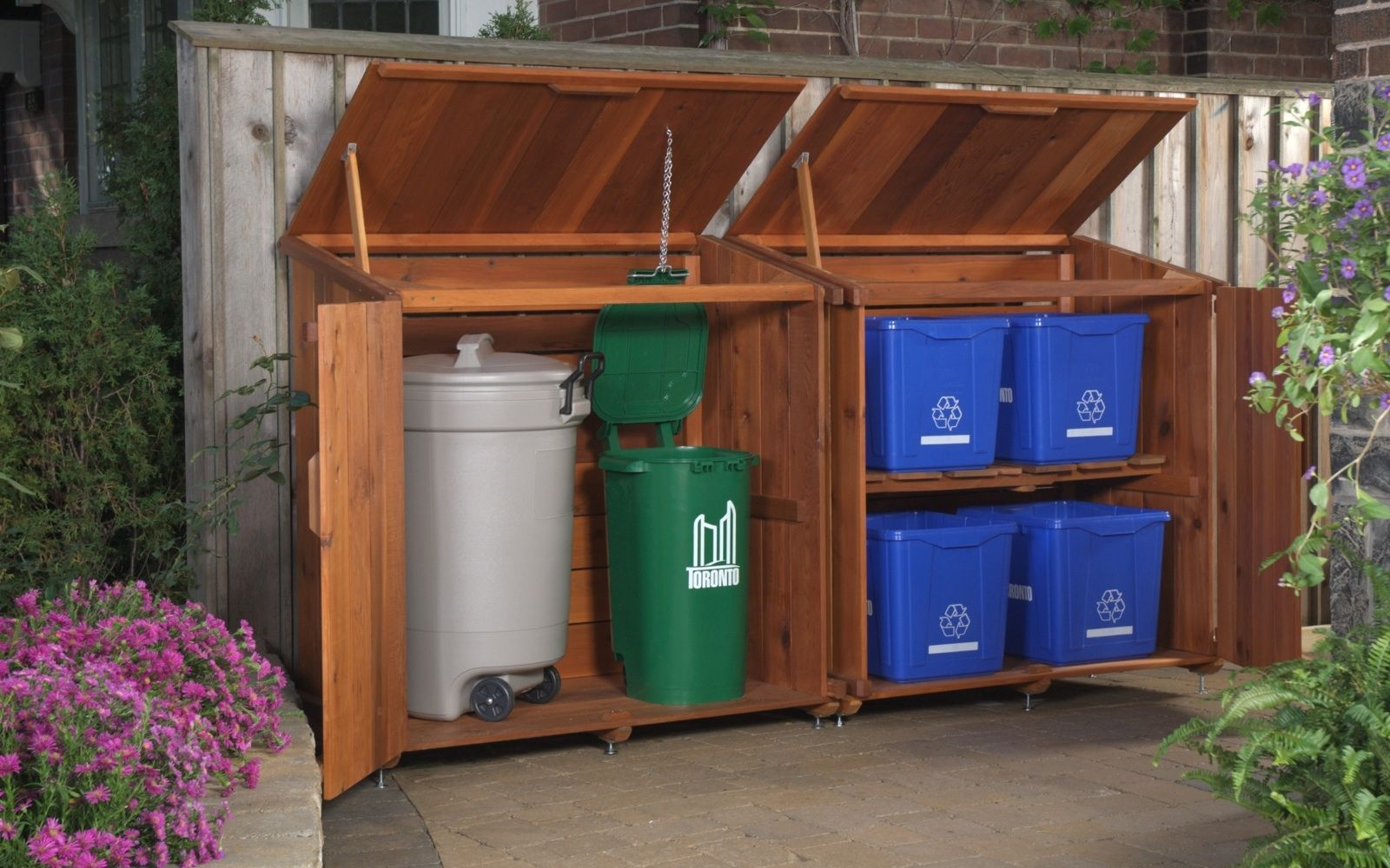 Outdoor Recycling And Trash Storage Solution I Like This But With throughout size 1600 X 1000