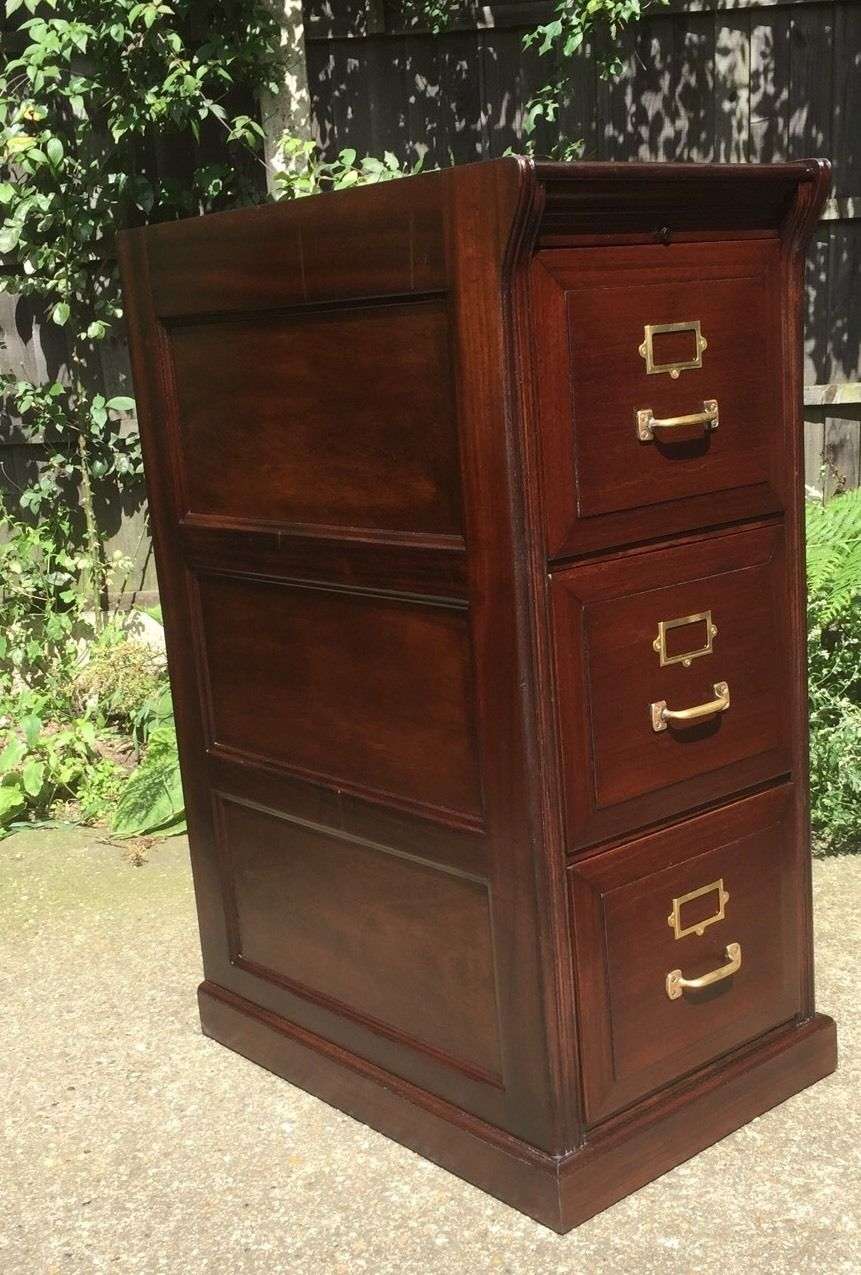Outstanding Rare Arts Crafts 3 Drawer Mahogany Filing Cabinet for sizing 861 X 1275