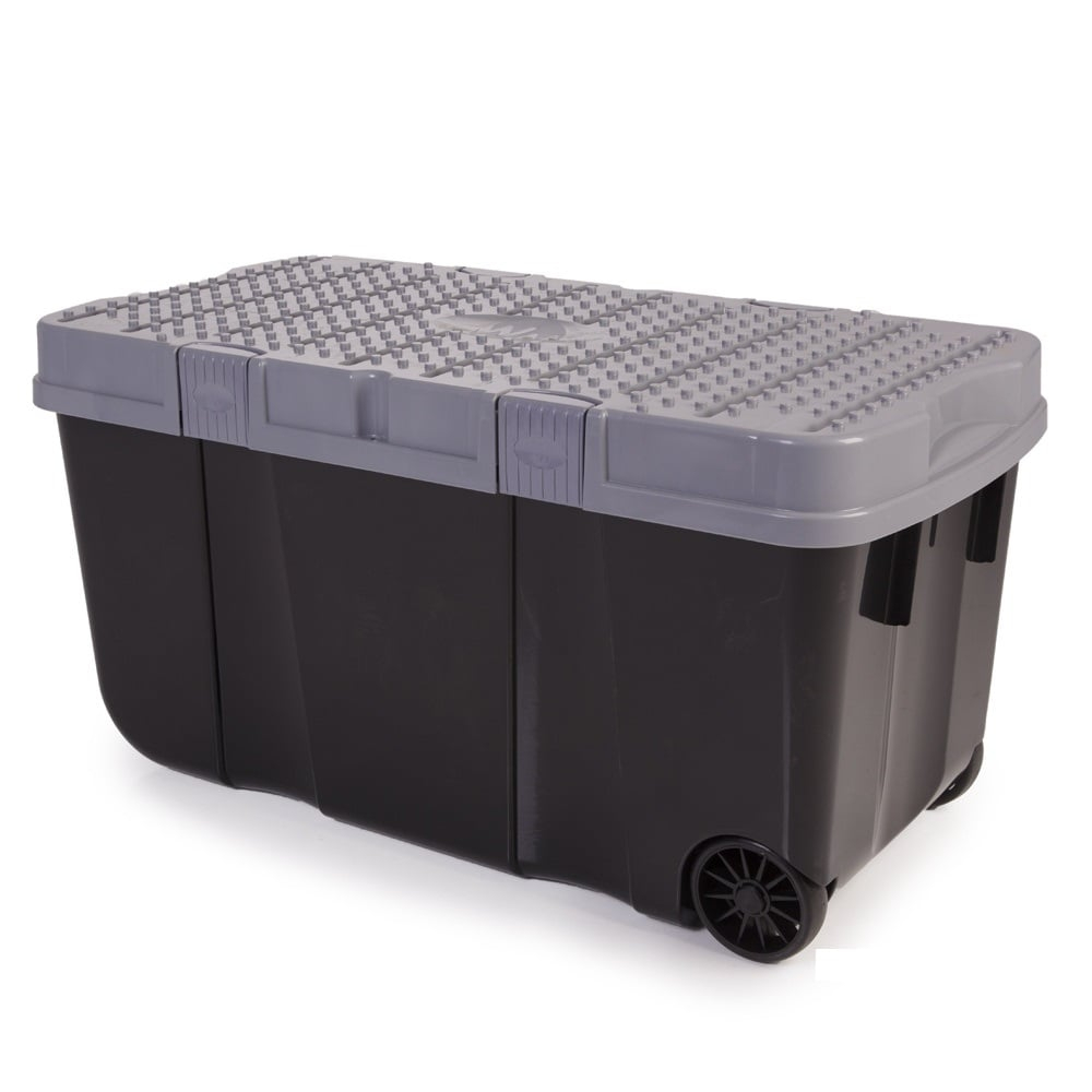 Pack Of 4 Large 90 Litre Funky Tough Cart Plastic Storage Boxes With Two Wheels in sizing 1000 X 1000