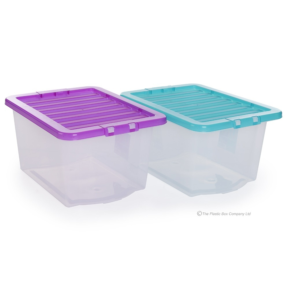 Pack Of 5 30 Litre Uni Plastic Storage Boxes With Lids in proportions 1000 X 1000