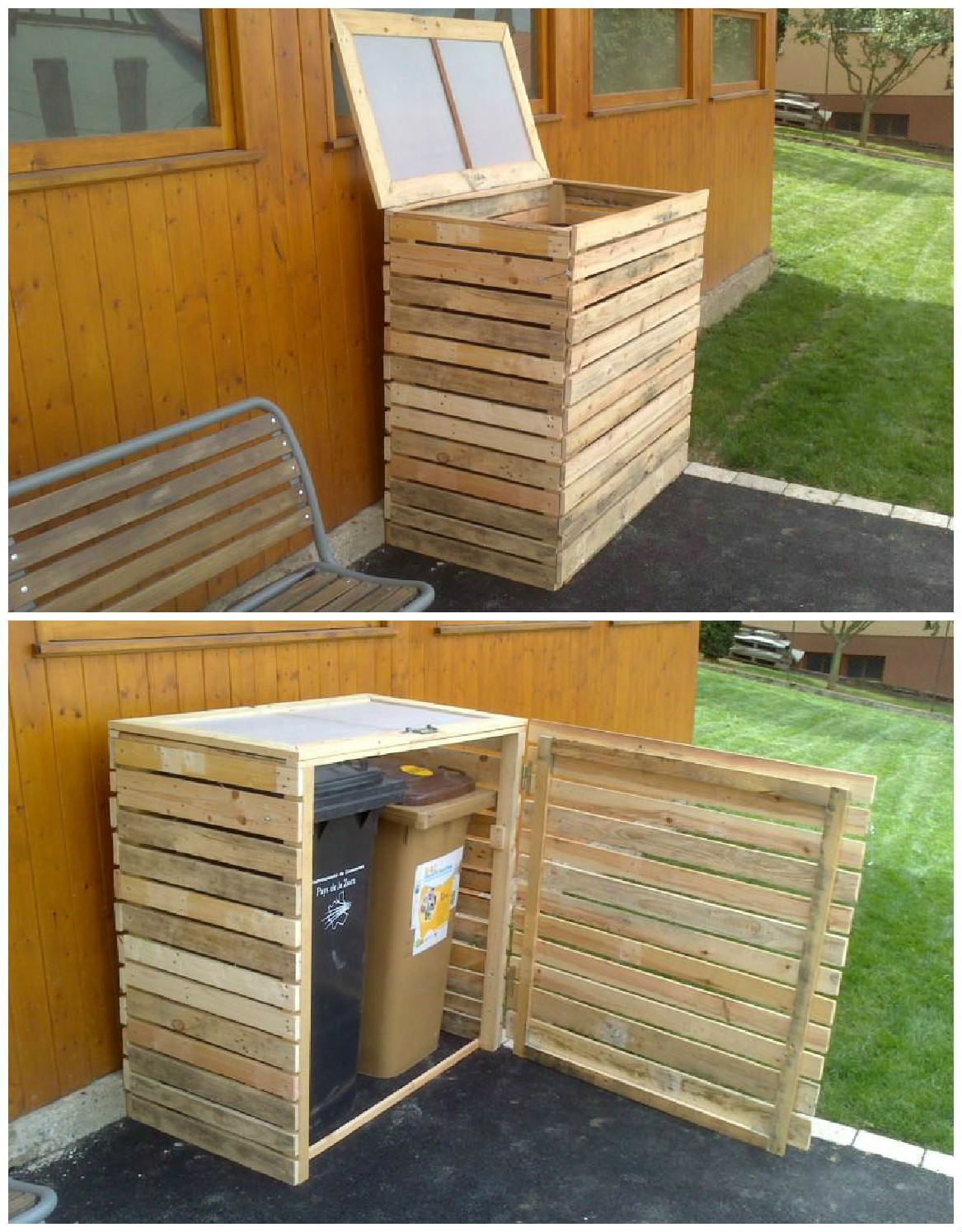 Pallet Garbage Bins Shelter Garden Recycledpallet Shelter in sizing 1167 X 1495