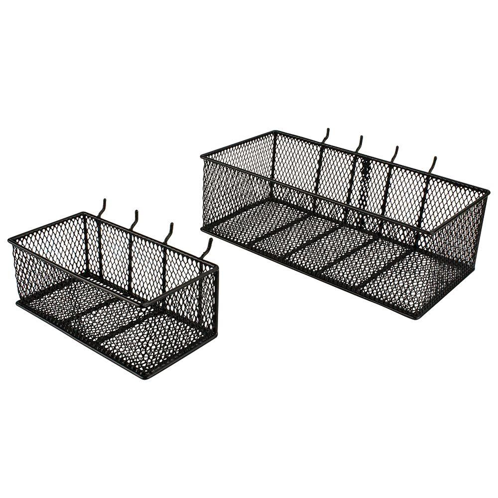 Pegboard Baskets Steel Wire Mesh Garage Wall Storage Bins Black throughout size 1000 X 1000