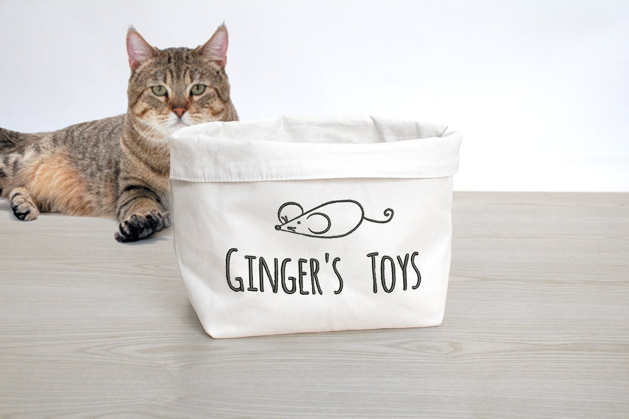 Personalised Cat Toy Basket Cat Toys Storage Bag Cat Toy Etsy within dimensions 1244 X 829