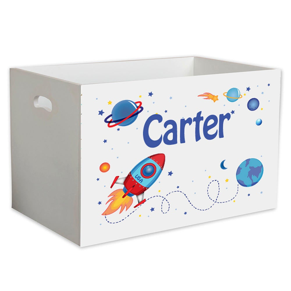 Personalized Rocket Ship Toy Box Childrens Toy Storage Bin For Etsy in sizing 1000 X 1000