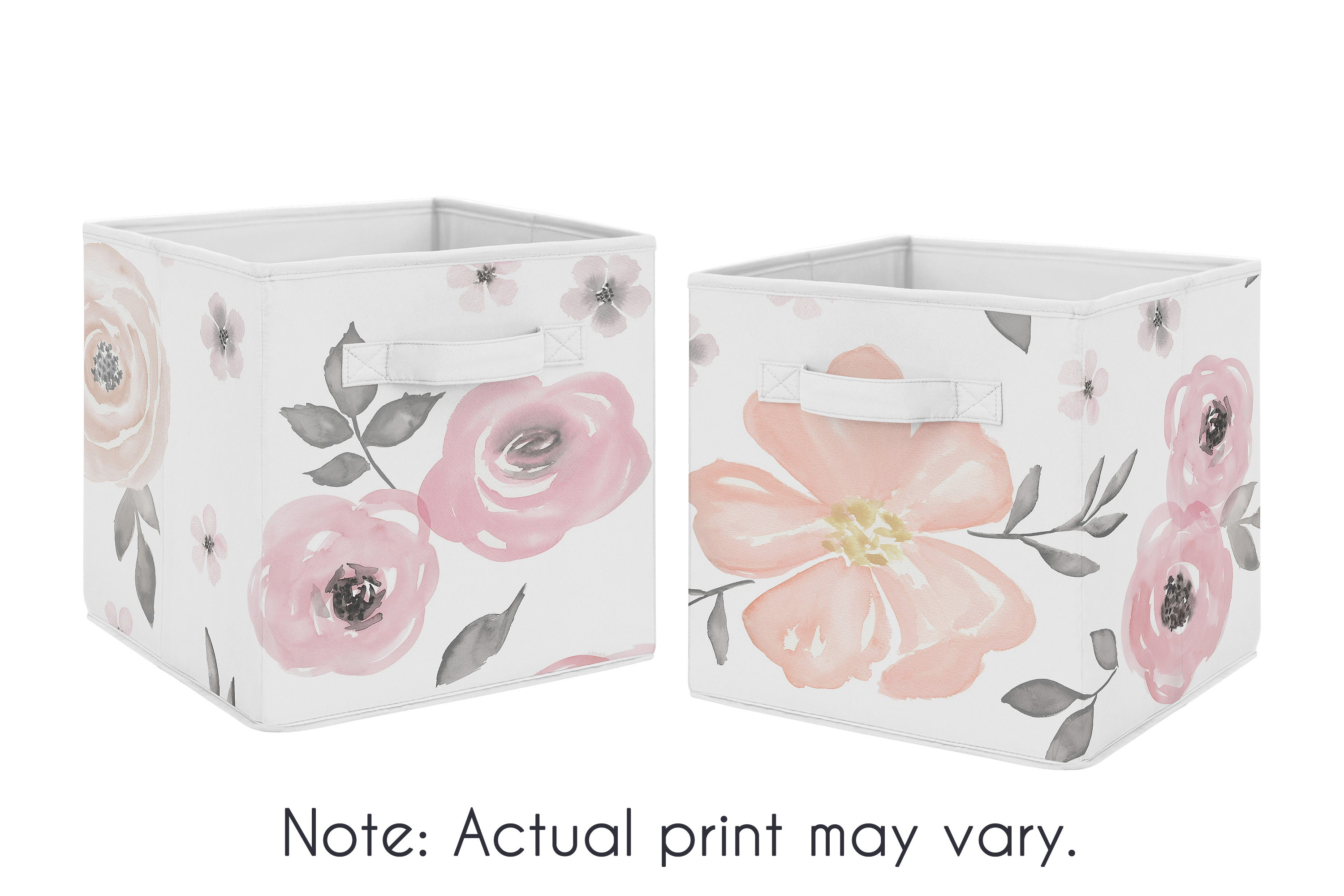 Pink Grey Watercolor Floral Foldable Fabric Storage Cube Bins Boxes within dimensions 3000 X 2000