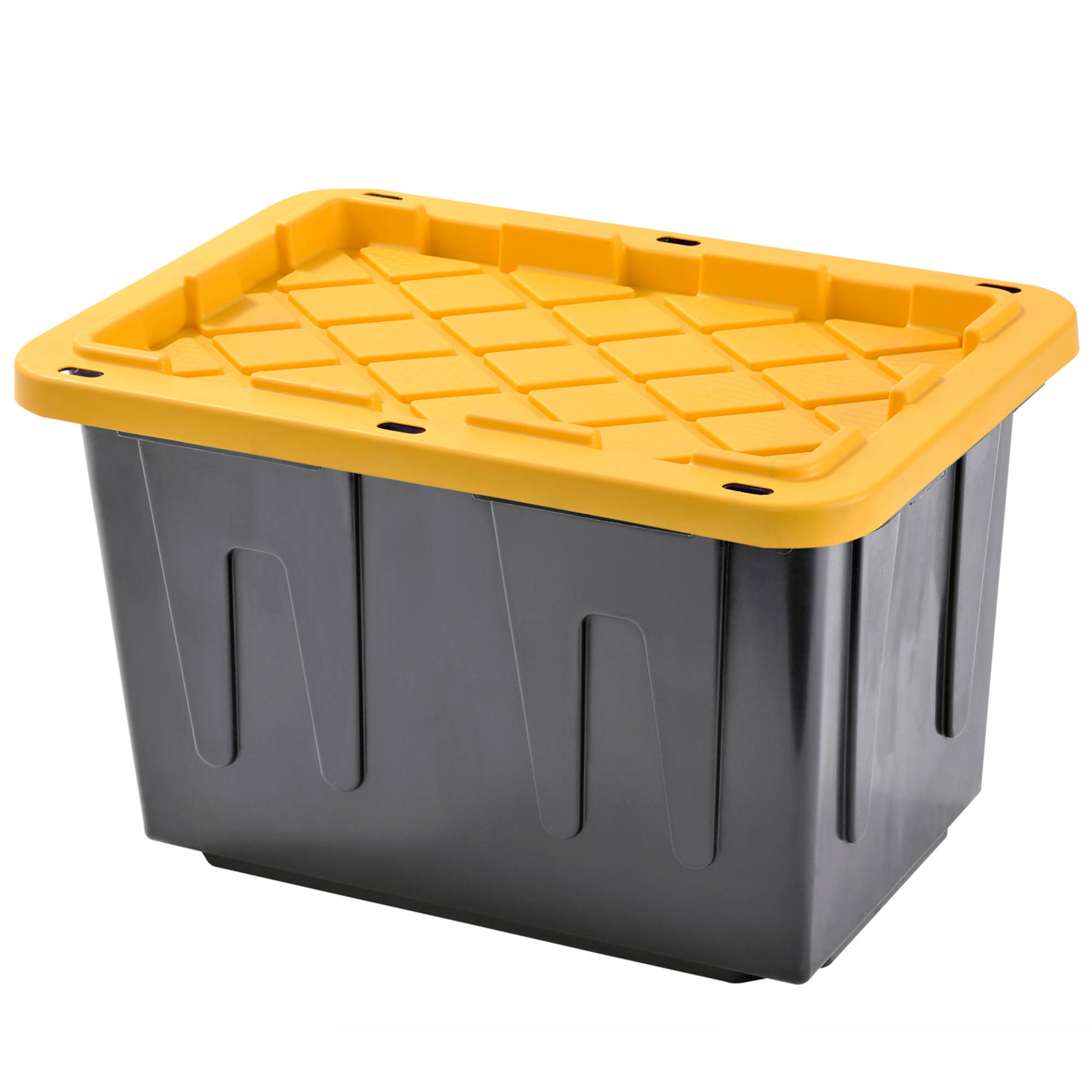 Plastic Heavy Duty Storage Tote Box 23 Gallon Black With Yellow pertaining to dimensions 2000 X 2000