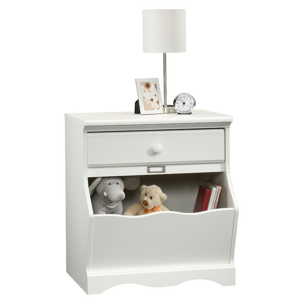 Pogo Nightstand With Storage Bin Soft White Sauder Products for dimensions 1000 X 1000