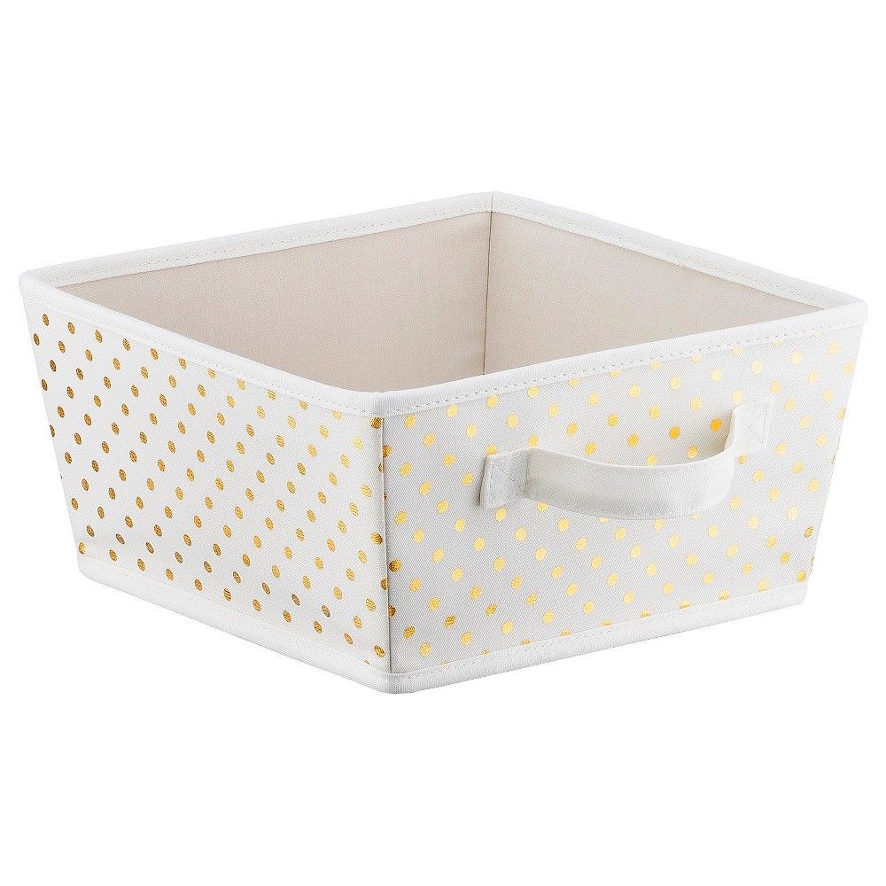 Polka Dot Bin Small White Gold Pillowfort In 2019 Hollys in sizing 1000 X 1000