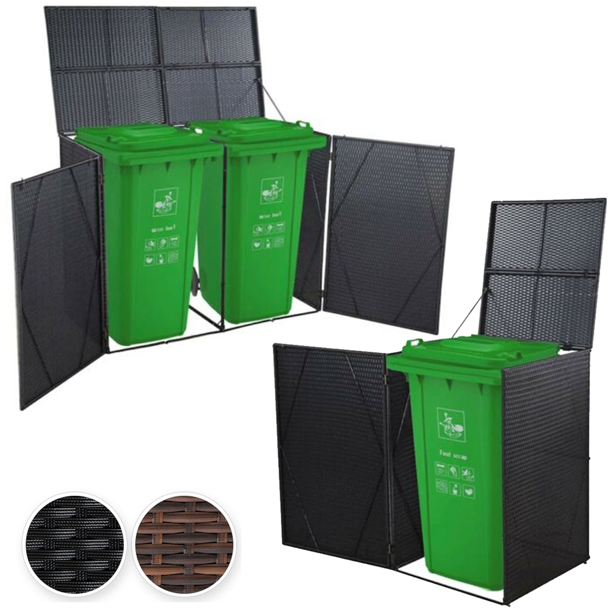Poly Rattan Wheelie Bin Shed Waste Bins Dustbins Rubbish Storage within measurements 1200 X 1200