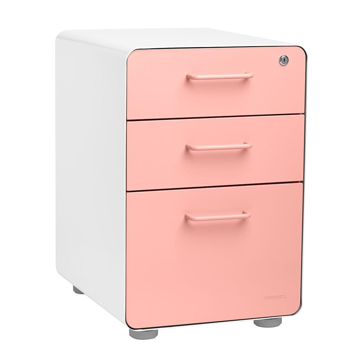 Poppin Blush 3 Drawer Stow Locking Filing Cabinet In 2019 Office with measurements 1200 X 1200