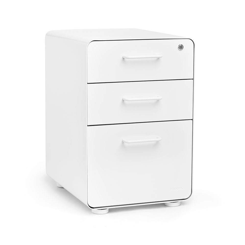 Poppin Stow File Cabinet 3 Drawer White 100425 Staples regarding measurements 1000 X 1000