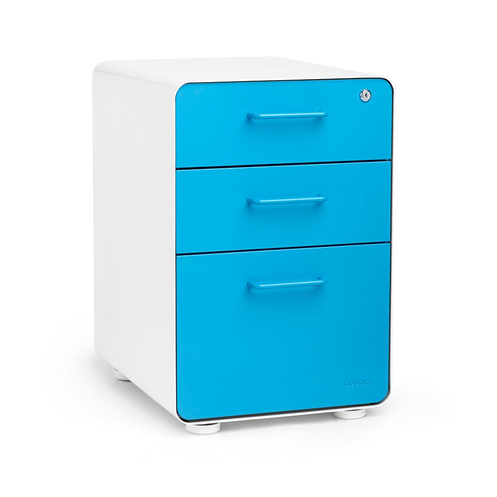 Poppin Stow File Cabinet 3 Drawer White Pool Blue 100429 pertaining to sizing 1000 X 1000