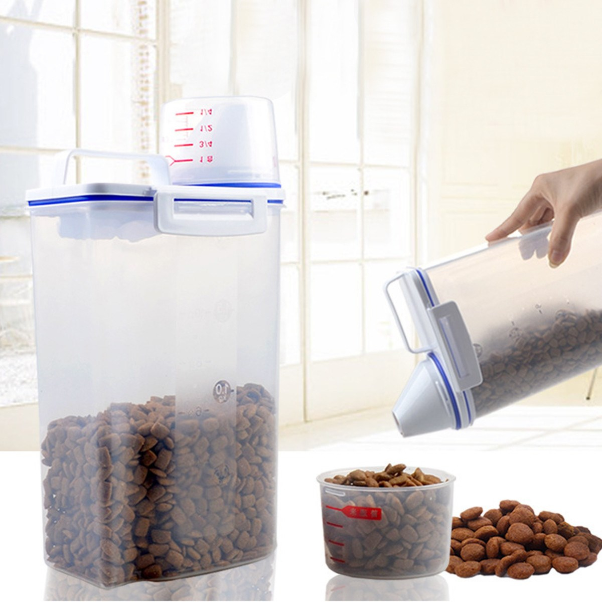 Portable Dry Dried Food Cereal Flour Storage Rice Container Pet Food within size 1200 X 1200