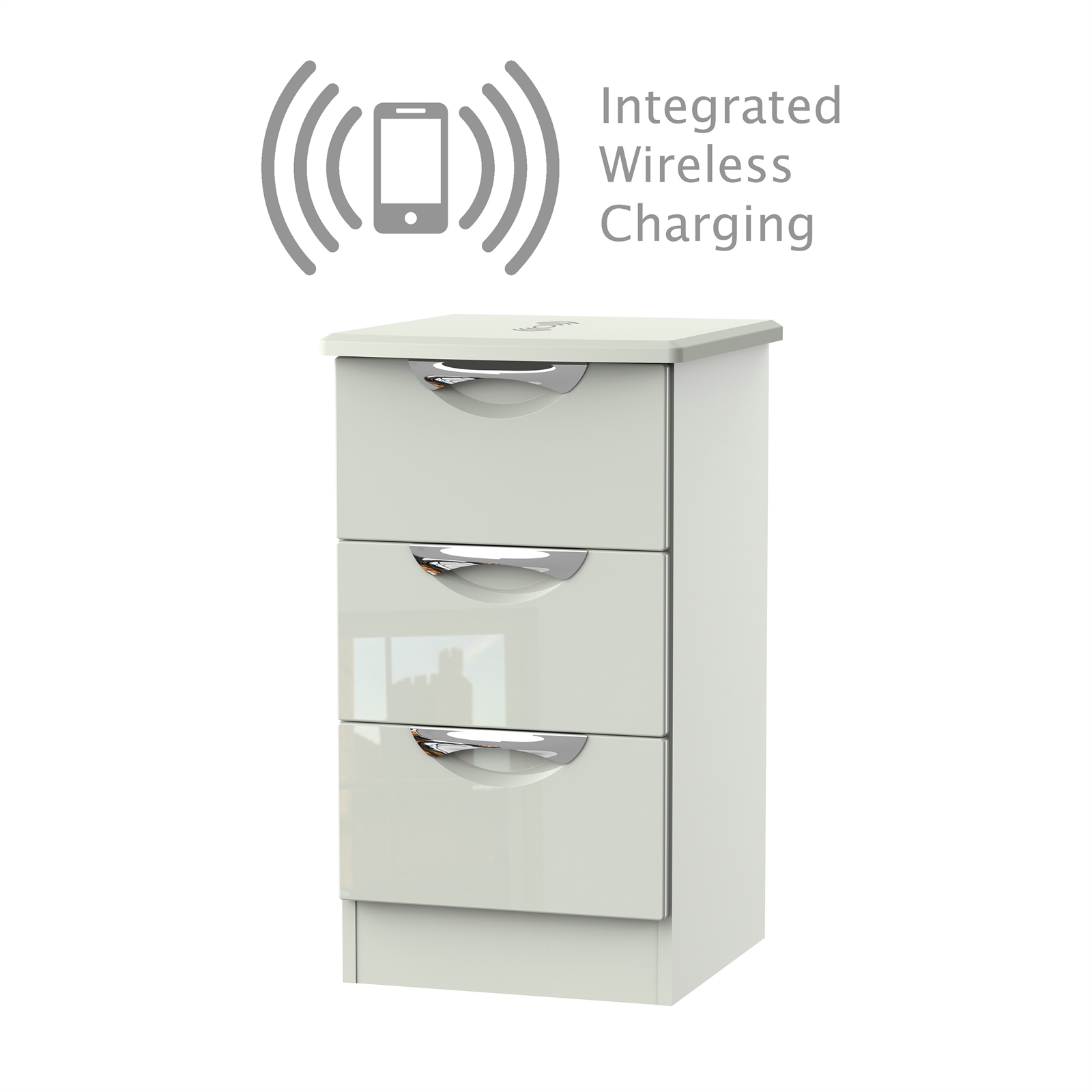 Portofino Kaschmir Gloss 3 Drawer Bedside Cabinet Rechargeable At in sizing 1600 X 1600