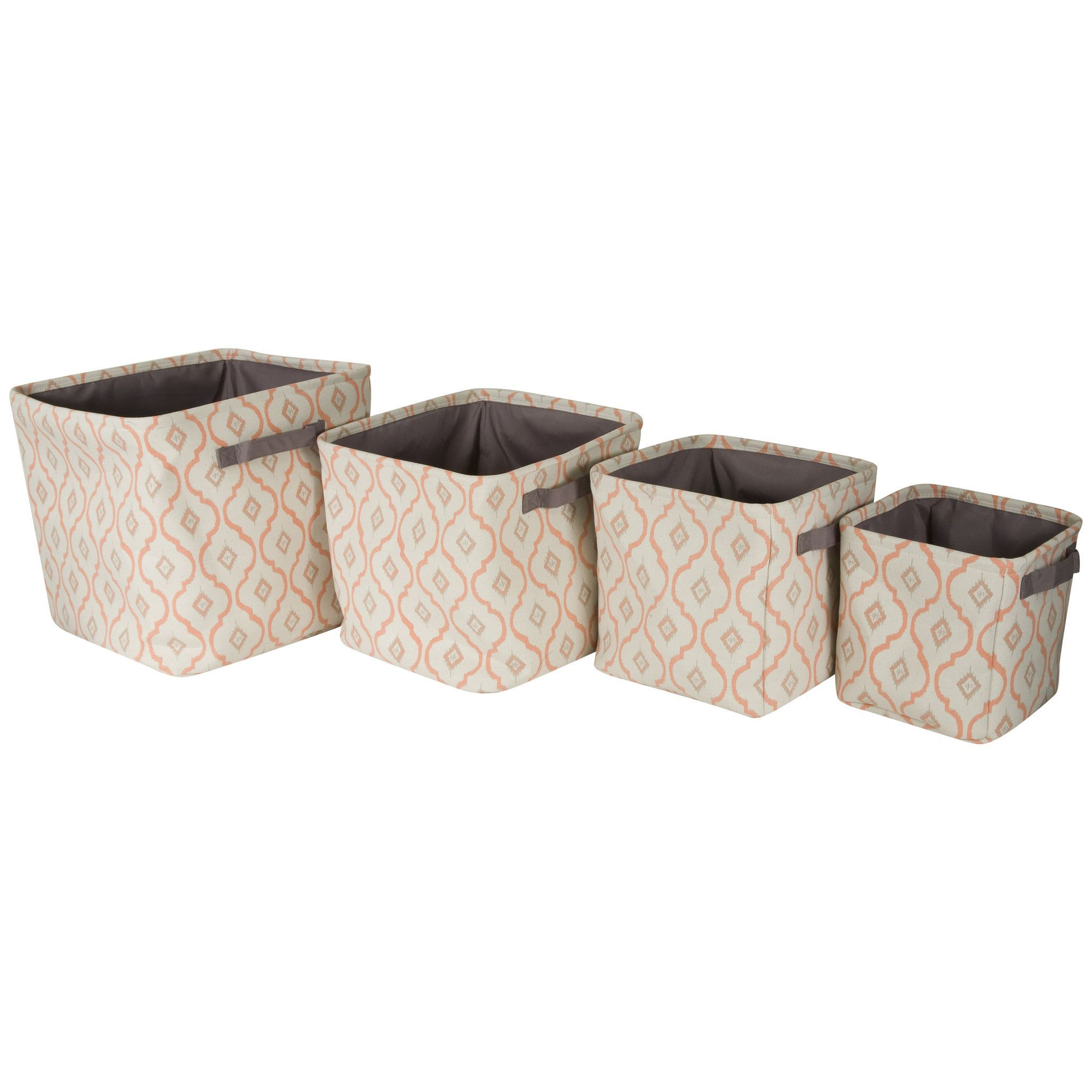 Printed Canvas Storage Bins With Cloth Handles Set Of 4 Peach within sizing 2048 X 2048