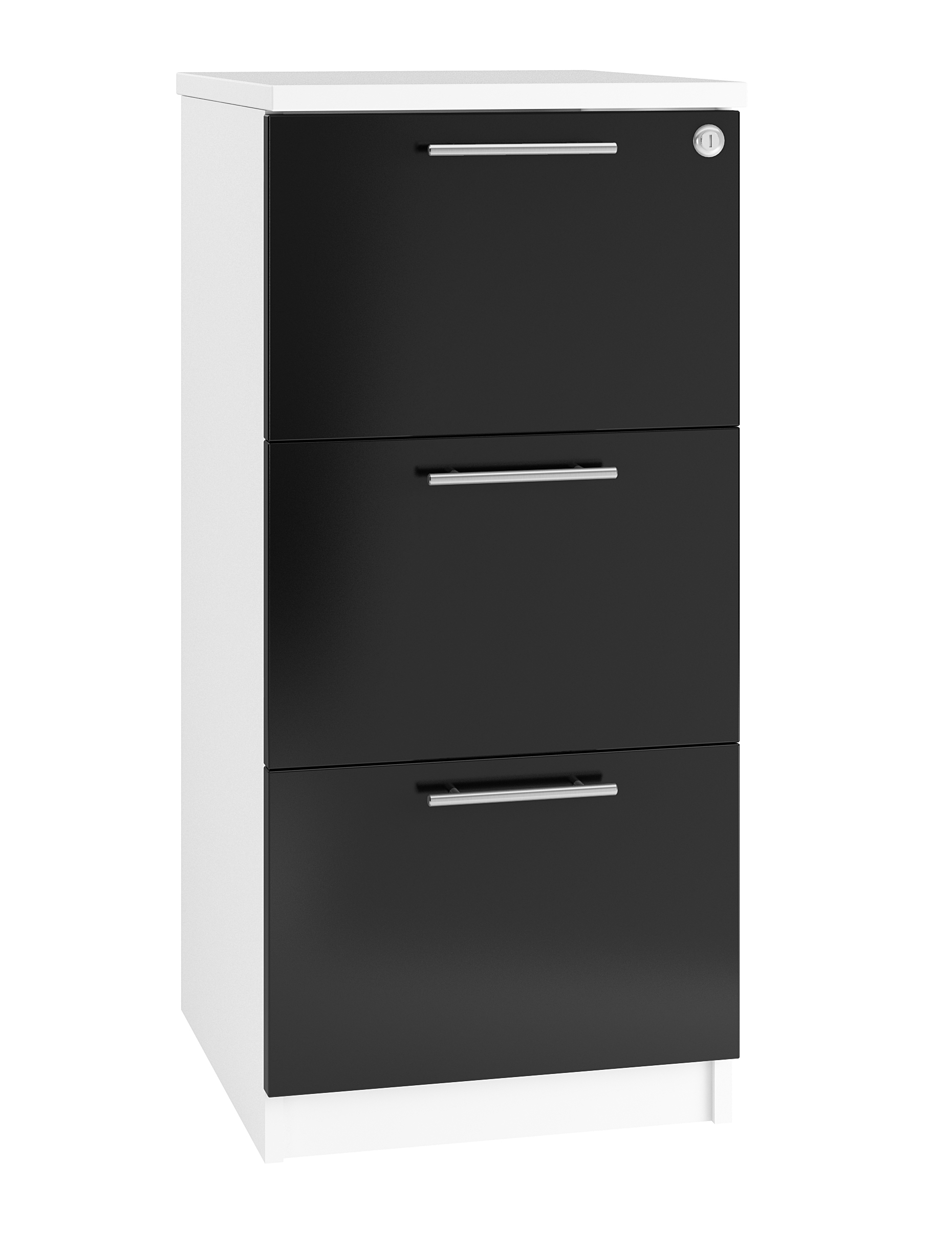 Prism Eco High Quality 3 Drawer Wooden Filing Cabinet Black Gloss with measurements 1860 X 2436