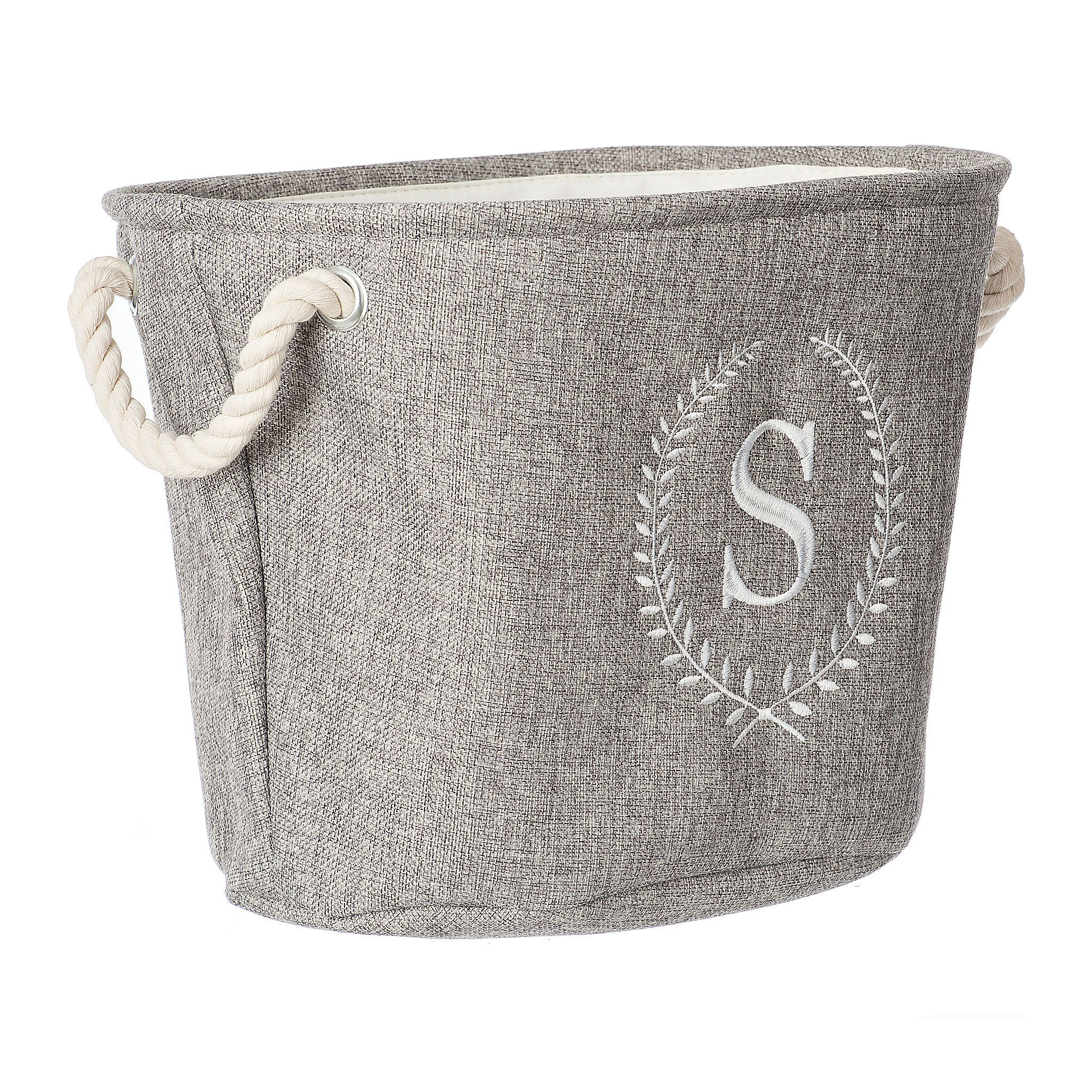 Product Details Gray Laurel Monogram S Storage Bin New House throughout dimensions 2048 X 2048