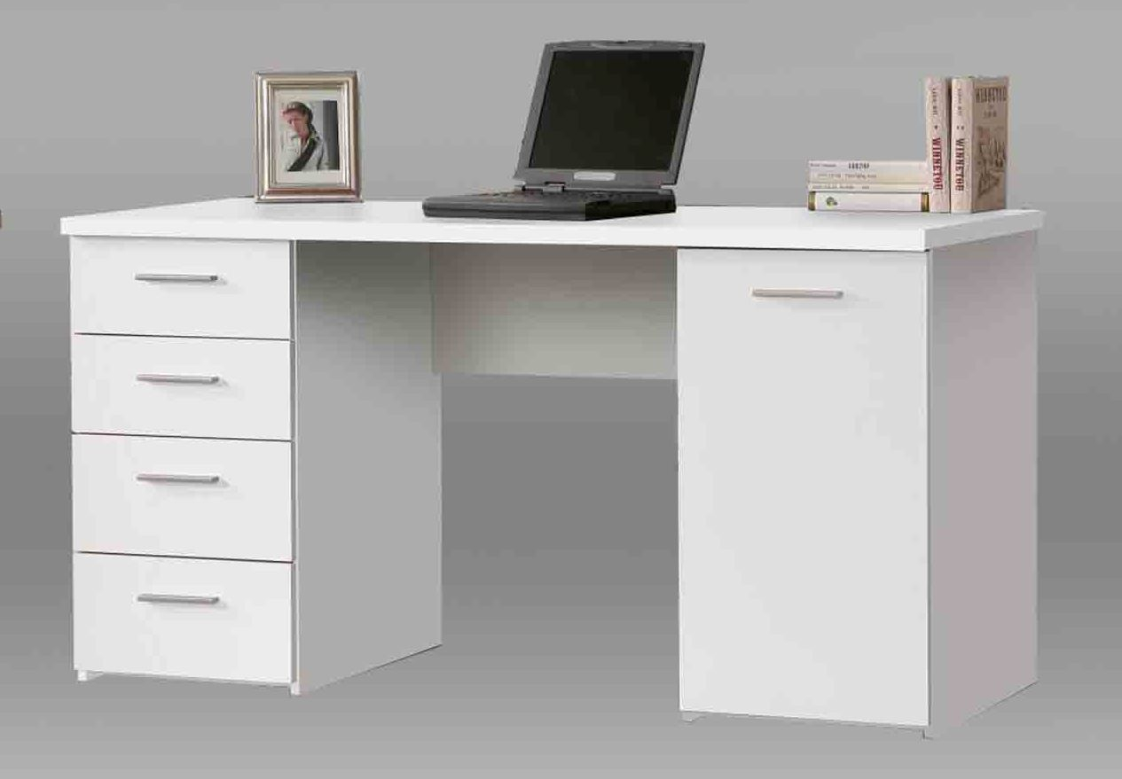 Pulton Large White Writing Desk With Drawers Furniturefactor in size 1265 X 879