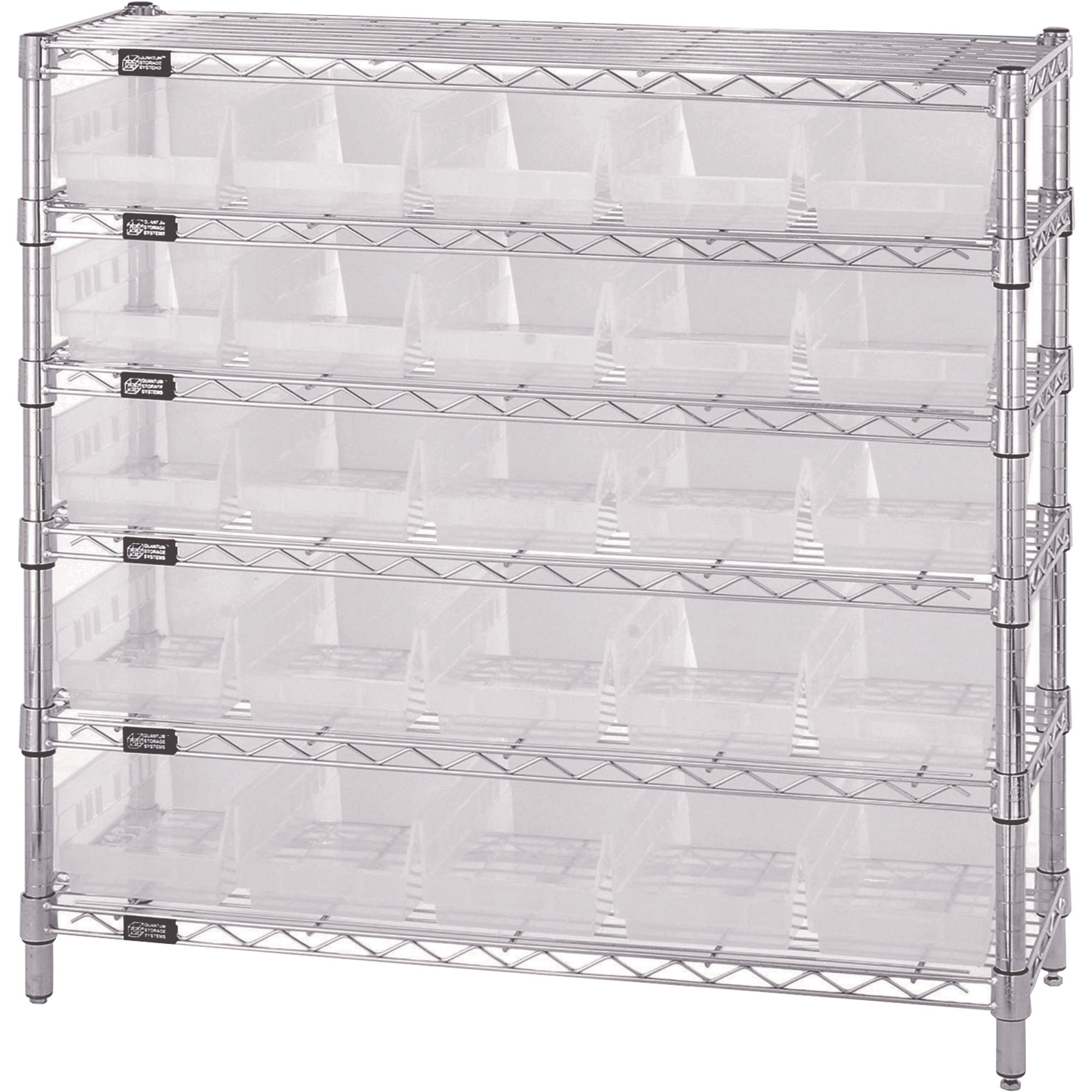 Quantum Storage Complete Single Side Wire Shelving Unit With 25 Bins with regard to proportions 2000 X 2000