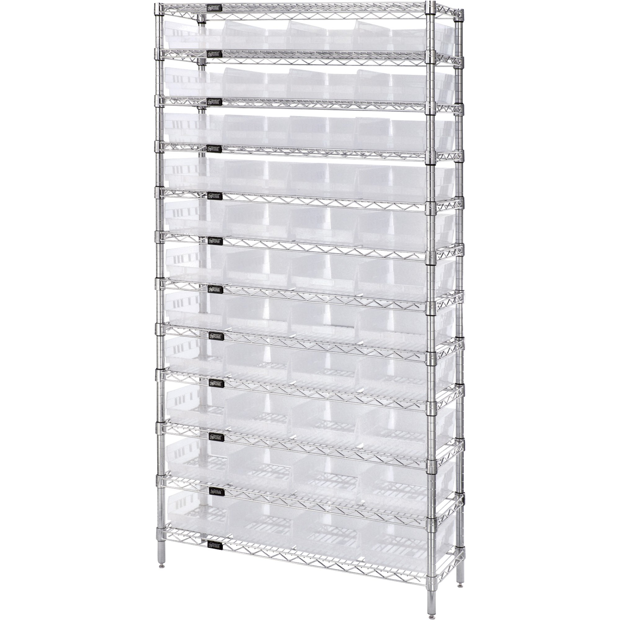 Quantum Storage Complete Single Side Wire Shelving Unit With 44 Bins within dimensions 2000 X 2000