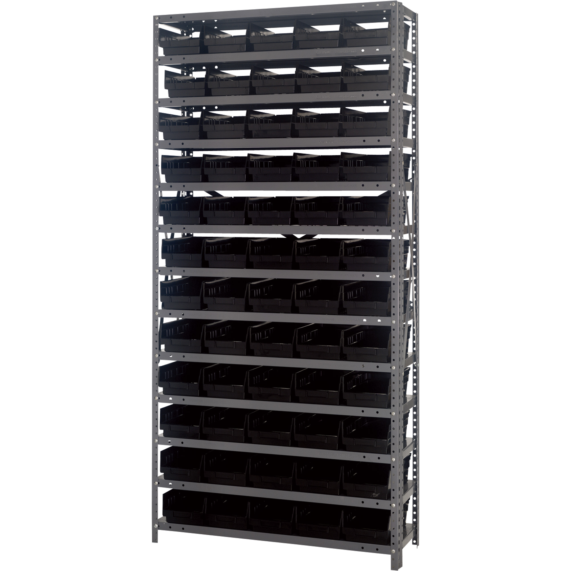 Quantum Storage Single Side Metal Shelving Unit With 60 Bins 12in throughout dimensions 2000 X 2000