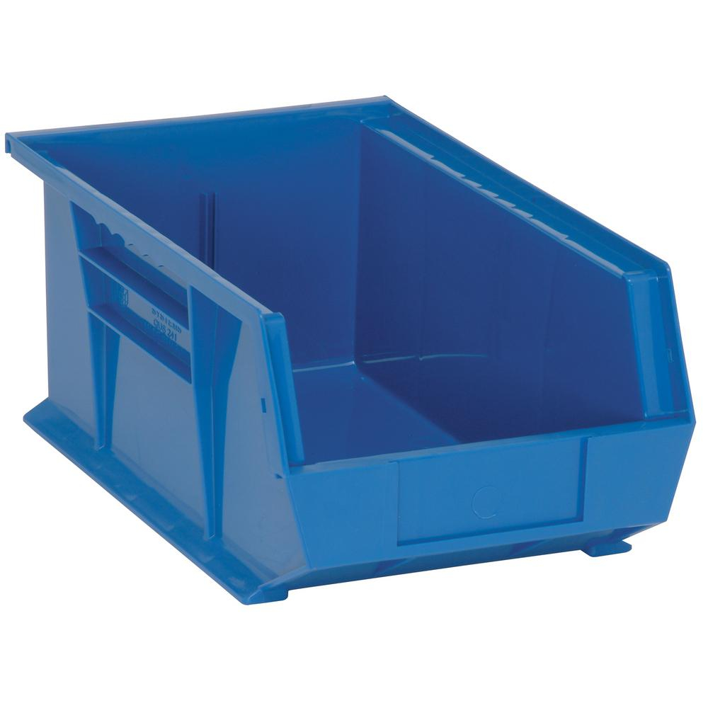 Quantum Storage Systems 75 Gal Ultra Series Stack And Hang Storage Bin Blue 12 Pack inside measurements 1000 X 1000