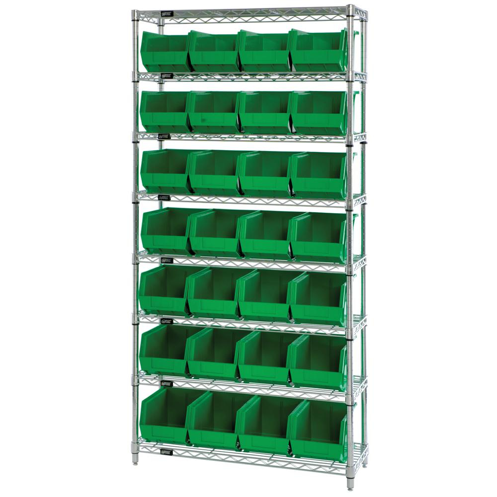 Quantum Storage Systems Giant Open Hopper 36 In X 14 In X 74 In Wire Chrome Heavy Duty 8 Tier Industrial Shelving Unit intended for sizing 1000 X 1000