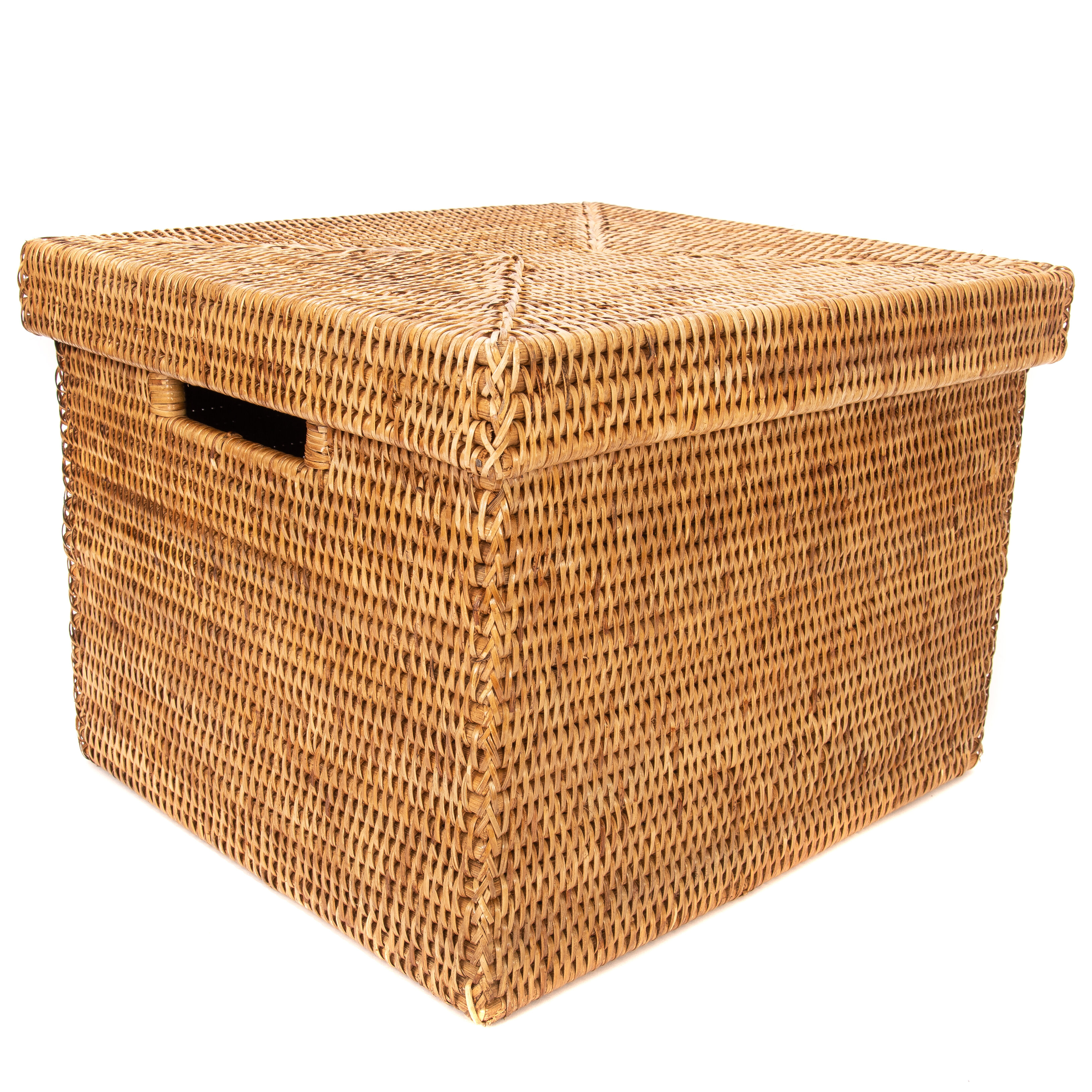 Rattan File Box With Lid And Cutout Handles in sizing 3261 X 3261