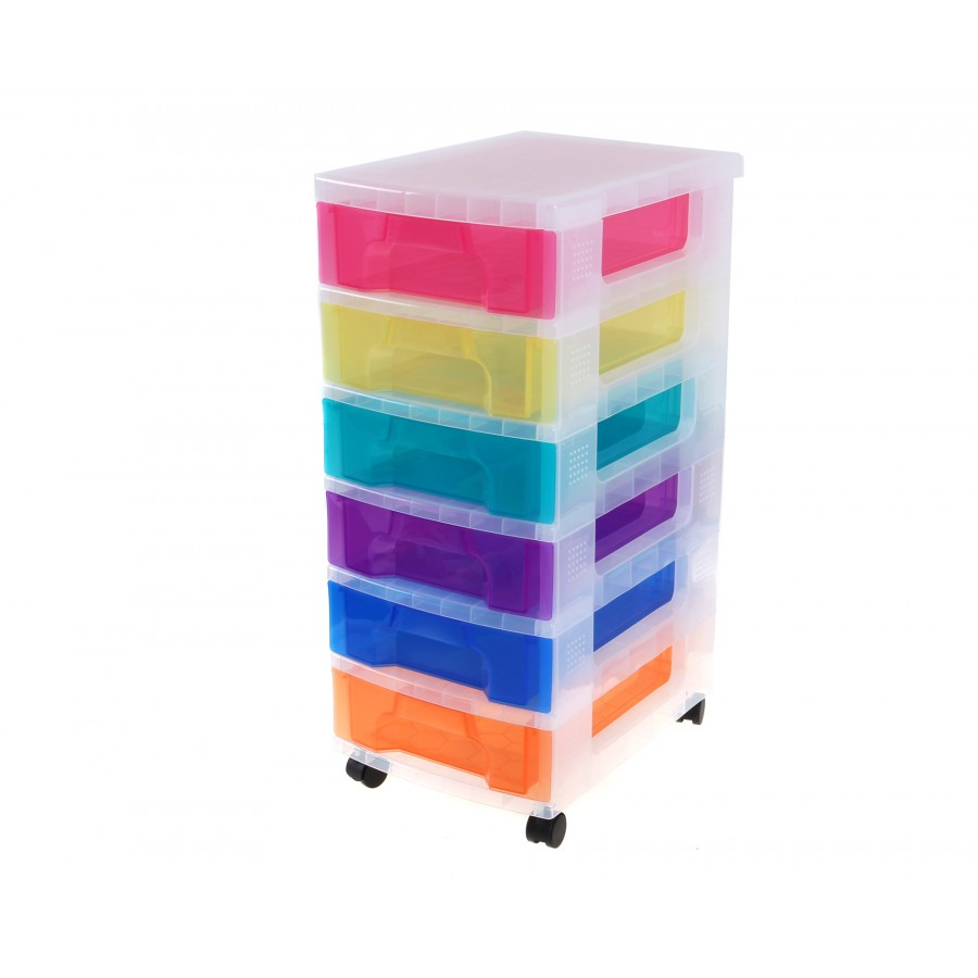 Really Useful Storage Drawer Unit 6 X 7 Litre Rainbow Plastic within measurements 900 X 900