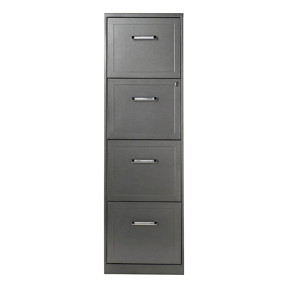 Realspace 18d 4 Drawer Vertical File Cabinet Metallic Charcoal with regard to size 1000 X 1000